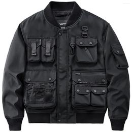 Chaquetas de caza Hip Hop Cargo Punk abrigo para hombre chaqueta Bomber brújula manga bolsillos al aire libre militar moda Techwear prendas de vestir exteriores para hombres