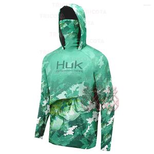 Vestes de chasse HUK chemises de pêche UPF 50 hommes chemise à capuche avec masque UV à capuche hommes respirant