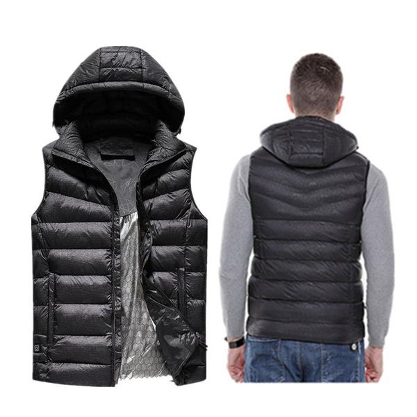 Giacche da caccia Riscaldamento intelligente Batteria elettrica USB Gilet senza maniche Giacca invernale da uomo con cerniera intera Cappotti riscaldati resistenti al vento Body War