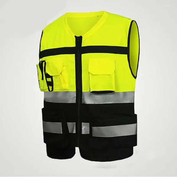 Chaquetas de caza L-XXL Chaleco reflectante de seguridad Tamaño grande Alta visibilidad con bolsillos delanteros con cremallera Ropa de ciclismo de seguridad Chaqueta para almacén