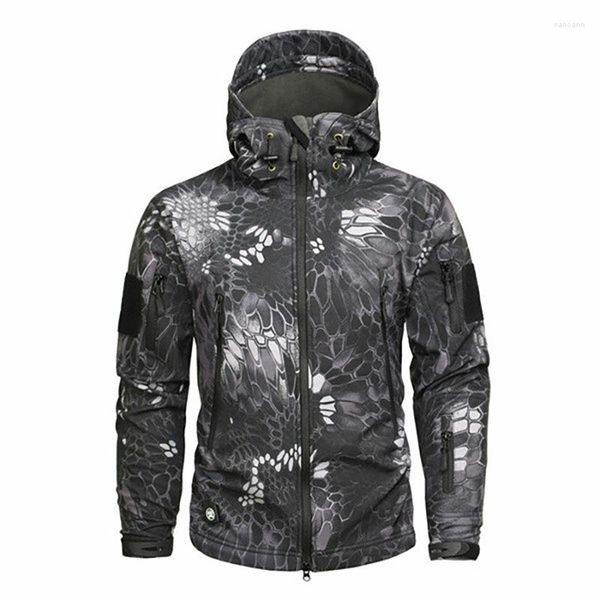 Chaquetas de caza para hombre, chaqueta táctica de lana de camuflaje militar, impermeable, Softshell, rompevientos térmico, ejército de invierno con capucha