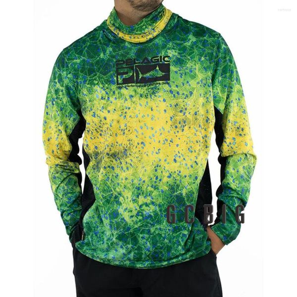 Chaquetas de caza Hombres Máscara Camisa de pesca de manga larga Ropa UV al aire libre Abrigo con capucha Upf Pelagic Gear Protector solar Transpirable Camisa De Pesca