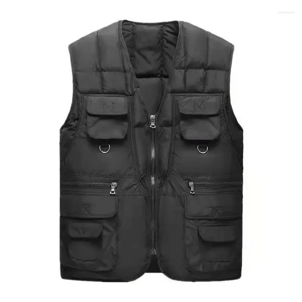 Vestes de chasse Veste en coton sans manches pour hommes Débardeur chaud Multi poche Mode professionnelle Hiver Randonnée en plein air Camping Gilet