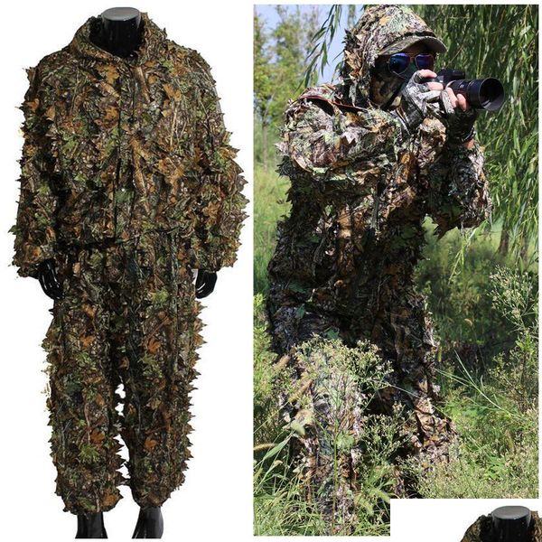 Vestes de chasse Hommes Femmes Enfants Ghillie Costume Hunter Camouflage Vêtements Robe Gilly Jungle Airsoft Laisser Vêtements Drop Livraison Dhdqp