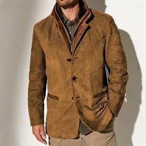 Chaquetas de caza para hombre, chaqueta Vintage, abrigo, moda de otoño e invierno, abrigos ajustados con cuello vuelto y botones, ropa de abrigo 2024