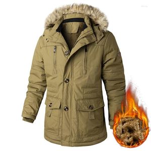 Vestes de chasse masculines envetage épaisse épaisse par parkas chauds Colons à capuche collier de fourrure en velours de vent Velvets thermiques grande taille 7xl mâle