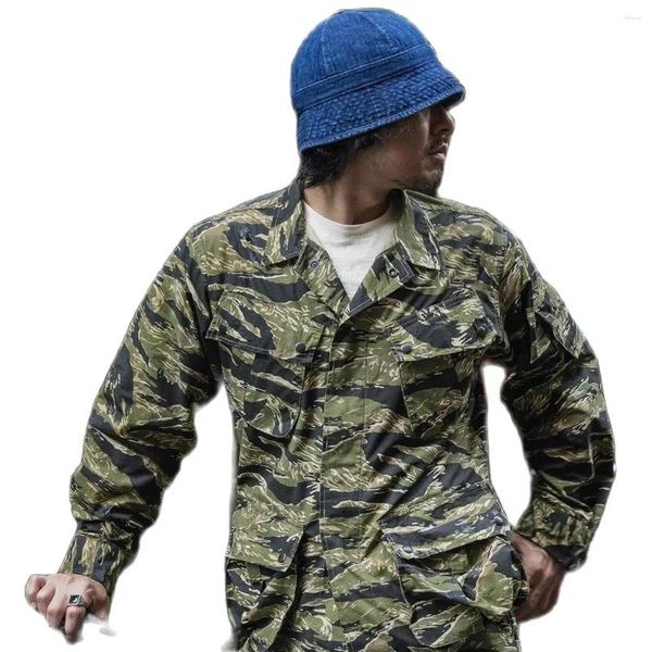Vestes de chasse non stock tcu tiger stripe camo veste vietnam war ripstop combat uniforme bdu sog cidg