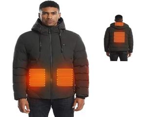 Jachtjassen buiten verwarmde jas voor mannen warme verwarming jas koude winter met afneembare kap batterij pack niet inbegrepen Grey8135510