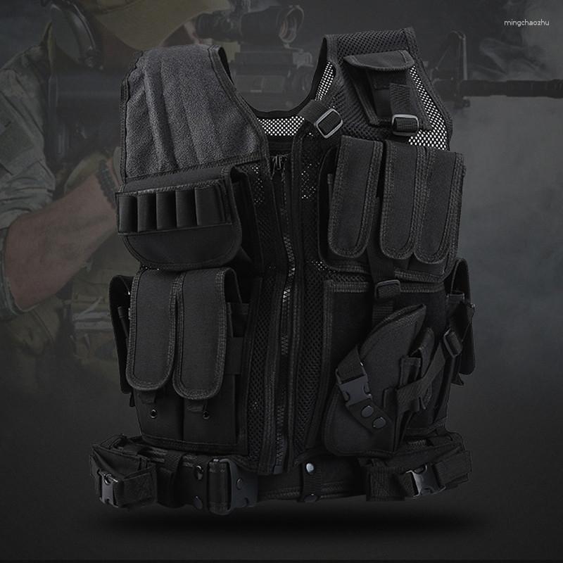 Hunting Jackets Outdoor Military Mesh Breathable Multi Pocket Tactical Vest Combat Equipment Hiking Wild Survival Training Protective Belt