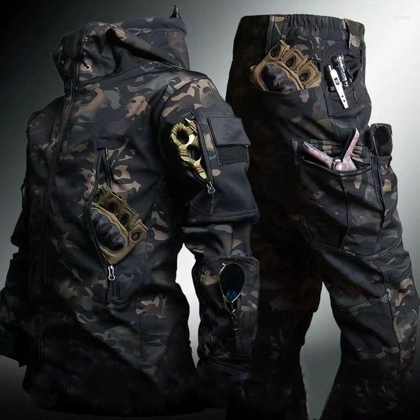 Vestes de chasse extérieure tactique softhell enlecement costume hommes hiver winch imperméable manteaux uniformes veste pantalon de combat militaire ensembles armée