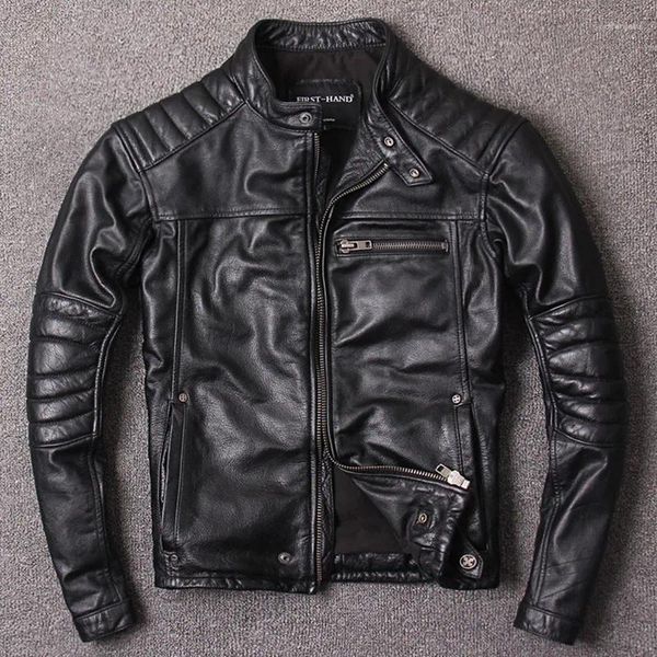 Chaquetas de caza con cuello corto para motocicleta, chaqueta de piel de vaca de capa superior ajustada, abrigo de viaje para esquí, conducción al aire libre, cola de liquidación