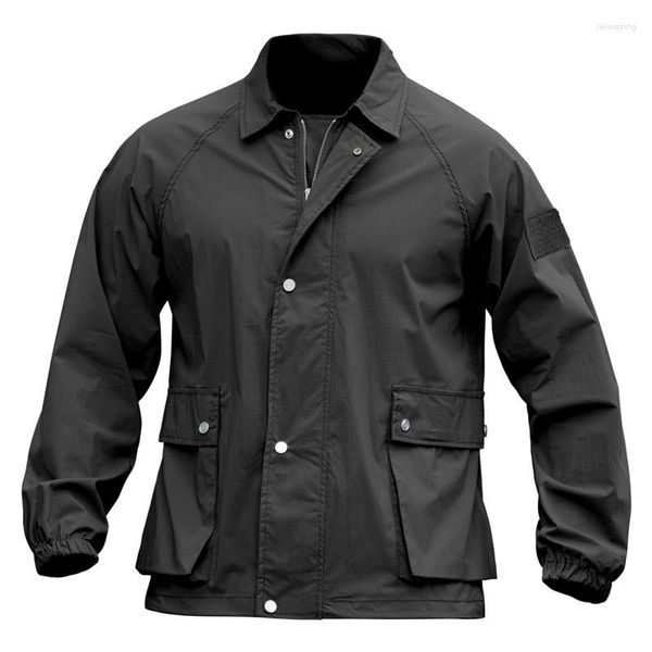 Chaquetas de caza Primavera Otoño Cazadora táctica para hombre Ligero Impermeable Suelto Multibolsillo Ejército Fan Coat Tops Chaqueta al aire libre