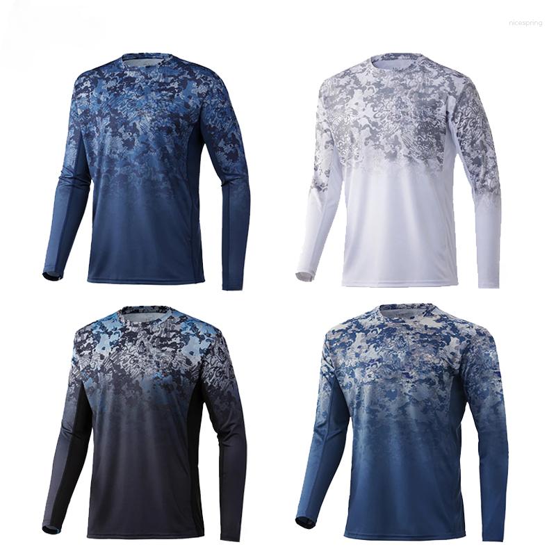 Jaquetas de caça Camisas de pesca de verão Manga comprida masculina Camisa de pesca Secagem rápida respirável Proteção UV