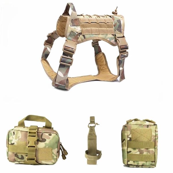 Chaquetas de caza, chalecos tácticos militares para perros, conjuntos K9 Molle, chaleco de servicio al aire libre con bolsa, conjunto de bolsa portabotellas de agua