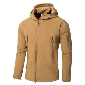 Jacht Jassen Tactische Soft Shell Camo Mannen Windjack Outdoor Camouflage Capuchon Druk Lijm Waterdicht Winddicht Mannelijke Jas