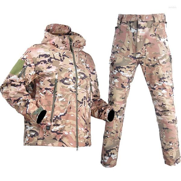 Chaquetas de caza, conjunto de chaqueta de concha blanda táctica, chaquetas del ejército para hombres, ropa de camuflaje cálida impermeable, abrigo de lana militar, rompevientos