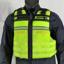 Vestes de chasse tactiques résistantes aux coups de couteau, gilet jaune Fluorescent Molle réfléchissant, respirant et résistant à l'usure noir