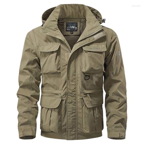 Vestes de chasse Top hommes automne multi-poches militaire Tech Wear veste à coque souple en plein air à capuche utilitaire manches détachables gilet de voyage