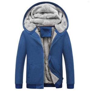 Vestes de chasse hiver hommes épais polaire pull doublure en peluche ouvert avant fermeture éclair Cardigan à capuche manteau couleur unie pour décontracté