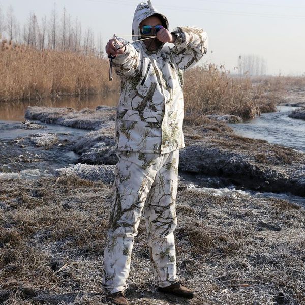 Vestes de chasse hiver hommes neige bionique Camouflage costume imperméable chaud polaire pêche en plein air veste pantalon 2 pièces ensembles mâle