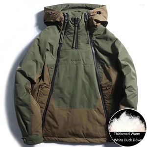 Jackets de caza para hombre de invierno estilo funcional doble con capucha con capucha caída de pato blanco abrigo tibio abrigos