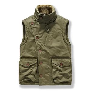 Hunting Jackets Hiver hommes militaire épais randonnée chasse gilet cachemire gilet Multi poches chaud polaire Cargo sans manches veste pour homme 231215