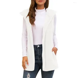 Hunting Jackets Femmes Fluffly Vintage peluche Cardigan veste printemps automne Teddy confortable sans manches chaud à capuche Wastcoat gilet manteaux femme