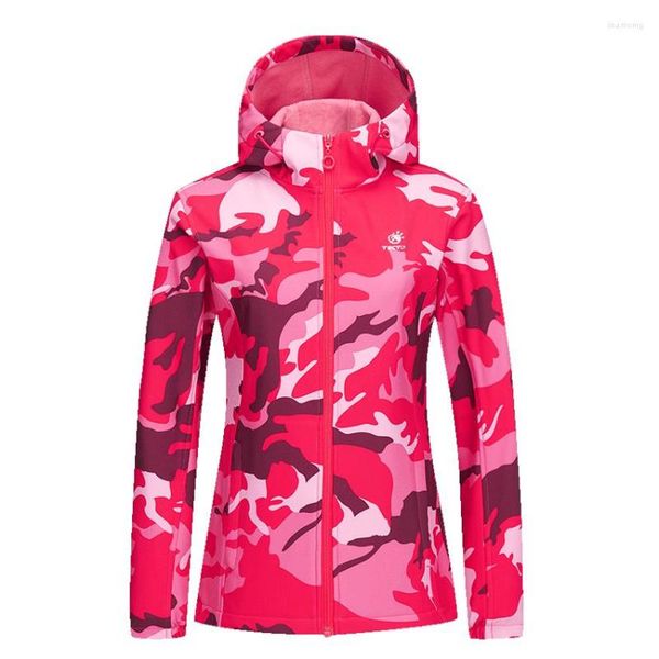 Chaquetas de caza Mujer Primavera Otoño Camo Senderismo Con capucha Escalada Camping Ropa deportiva transpirable A prueba de agua Cazadora al aire libre