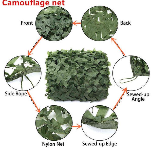 Chasse militaire filets de camouflage formation de l'armée des bois filet de camouflage couverture de voiture tente ombre camping abri solaire 3mx5m / 3mx2m / 7mx2m H220419