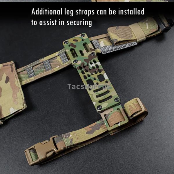 Adaptador de funda modular de caza 3 hoyos Pistolas tácticas ajustables Tacolas Plataforma Drop Baja de la pierna Band de liberación rápida Airsoft Adaptador