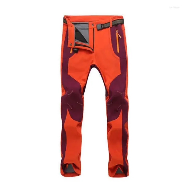 Pantalon de chasse hommes femmes extérieur Softshell imperméable randonnée hiver coupe-vent épaissir thermique neige pantalon de Ski avec ceinture poches zippées