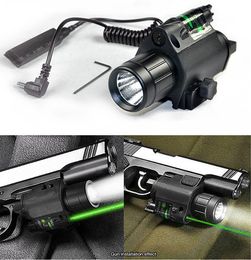 Pistolet de chasse Pistolet lumière avec point rouge/vert Laser Sight Combo Light Tactical Gun Led lampe de poche avec interrupteur à distance CR123A-Green Laser