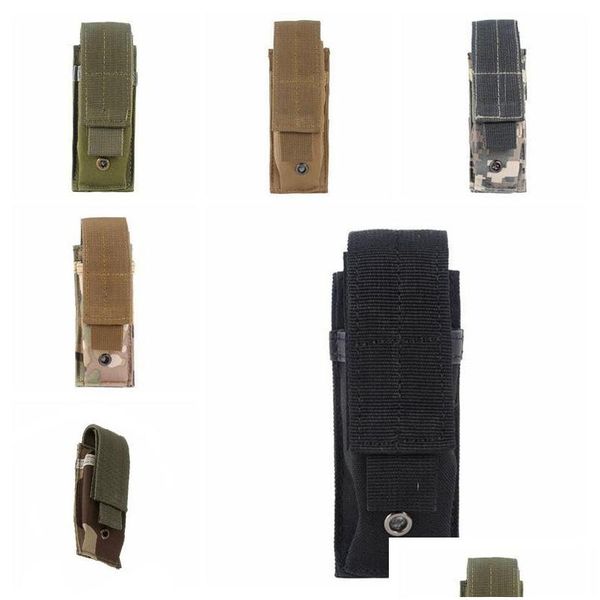 Alcances de caza Ammo Molle Bolsa Single Pistola Táctica Revista Camo Paquetes Caza Airsoft Linterna Funda Bolsas Cintura Drop Entrega Otglc