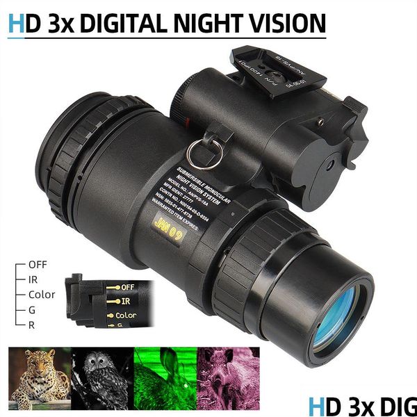 Alcance de caza Alcance de caza Visión nocturna Pvs-18 Monocar NVG Dispositivo HD 3X Gafas digitales infrarrojas Cl27-0032B Entrega de gotas Deportes Out DHHDS