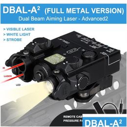 Alcances de caza Táctico Dbal-A2 Vista de punto rojo Apuntando Ir Verde Azul Láser M600 Linterna Luz Accesorios Airsoft Doble prensa remota DHJR0