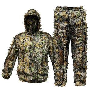 Hunting Sets Men Women Kids Ghillie Suit Hunter Camouflage Clothes robe hunting clothes gilly suit Jungle airsoft Leave Clothing 230720