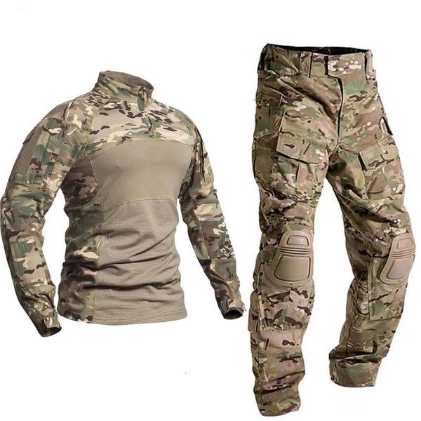 Ensembles de chasse Costumes de chasse en plein air Camouflage Uniforme tactique militaire US Army Airsoft Paintball Multicam Combat Vêtements de chasse Genouillère 230530