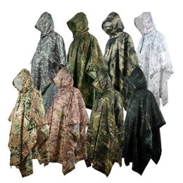Jachtsets Outdoor Militair ademende camouflage Poncho Jungle Tactical Raincoat Birdwatching wandeljacht Ghillie Suit Travel Rain Gear 230530