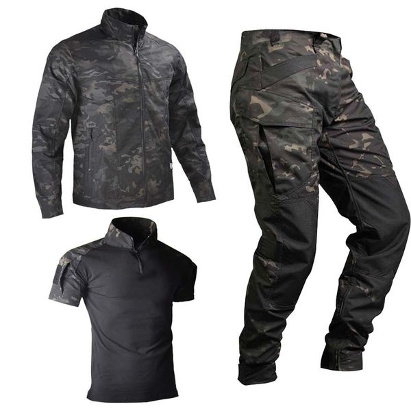 Ensembles de chasse Costumes de combat tactiques Uniforme militaire Camo Veste imperméable Pantalons Chemises Costume de randonnée Vêtements de chasse Sport Airsoft Costume Outfit 230530