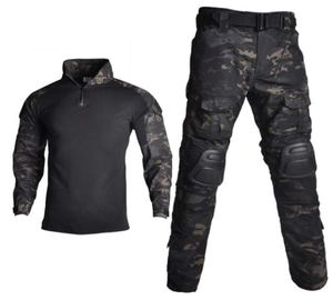 Jagende sets tactisch pak militaire uniforme training camouflage shirts broek paintball kleding met pads 10 zakken 8xl6143171