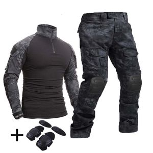 Hunting Sets Tactical Suit Military Uniform Suits Camouflage Shirts Pants Airsoft Paintball Clothes with 4 Pads Plus 8XL 221116