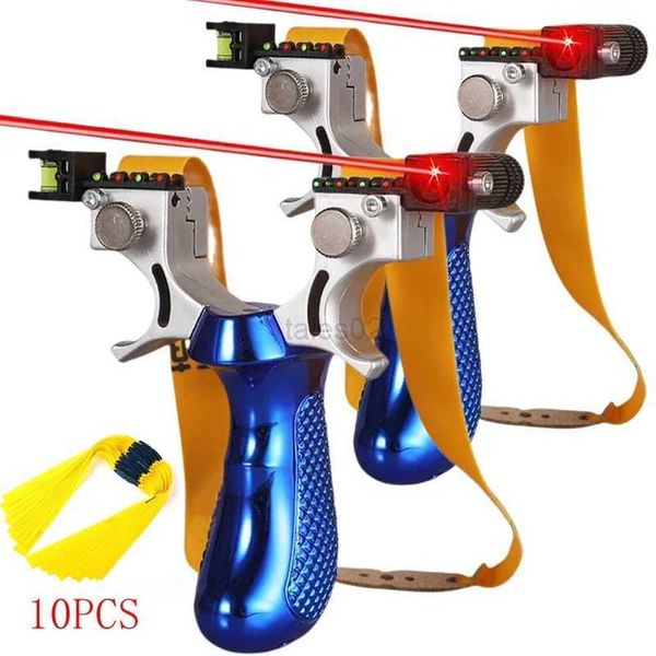 Hunting Slingshots 2 pièces fronde avec niveau à bulle Laser élastique haute précision arc catapulte infrarouge extérieur fronde tir accessoires de chasse YQ240226