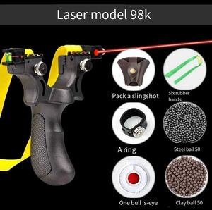 Tirachinas de caza Tirachinas de banda de goma de gran potencia Tirachinas de cuero plano de alta precisión Deportes al aire libre Caza Tiro Paquete de catapulta YQ240226