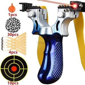 Hunting Slingshots Laser visant fronde anti-dérapant dégradé bleu fronde chasse en plein air tir élastique balle en acier pratique ensemble Caza YQ240226