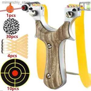 Lance-pierres de chasse Lance-pierre de visée laser en métal Jeu de compétition de chasse et de tir en plein air Comfortab Grip Plat Élastique Cible Ensemble de papier Q231110