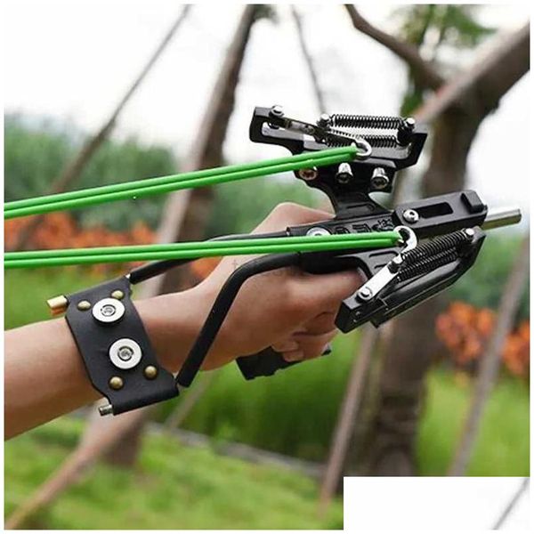 Hunting Slingshots Slings S Laser Black Bow Catapt Fishing Outdoor Powerf pour le tir Cross Catch Fish Drop Livracs Sports Outdo DHQI2
