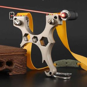 Hunting Slingshots Fronde Laser en acier inoxydable clé multi-énergie visant fronde chasse en plein air tir précision élastique plat YQ240226