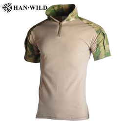 T-shirts de chasse Chemise tactique militaire Vêtements de chasse Chemise de combat Multicam Homme Chemises de camouflage d'été Chemises d'entraînement occasionnels de l'armée d'été 230530