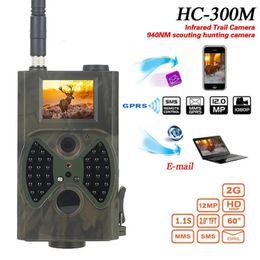 Hunting Trail Camera 2G Celluar 16MP MMS P SMS Courriel 1080p Wildlife Caméras Ir Night Vision HC300M Surveillance sans fil 231222