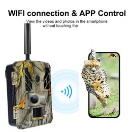 Caméra de chasse à la chasse 4K avec application wifi 0.2S TRIGGER IR Range 30m 4K Vidéo 48MP Picture IP67 pour la surveillance faune 240126
